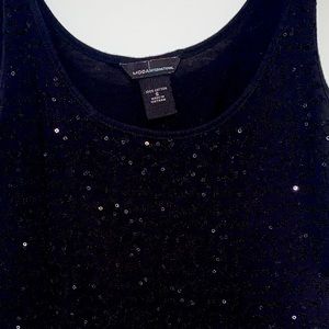 Black sequin front cotton tank top